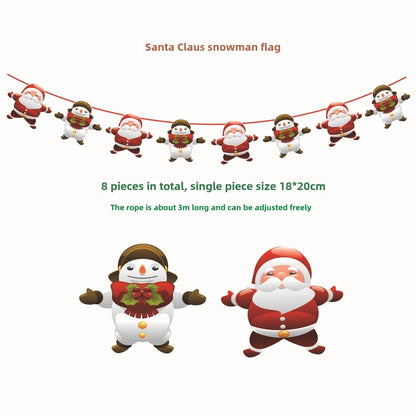 Christmas Paper Flag Christmas Window Hotel Scene Decoration Flag  Santa Claus Flag