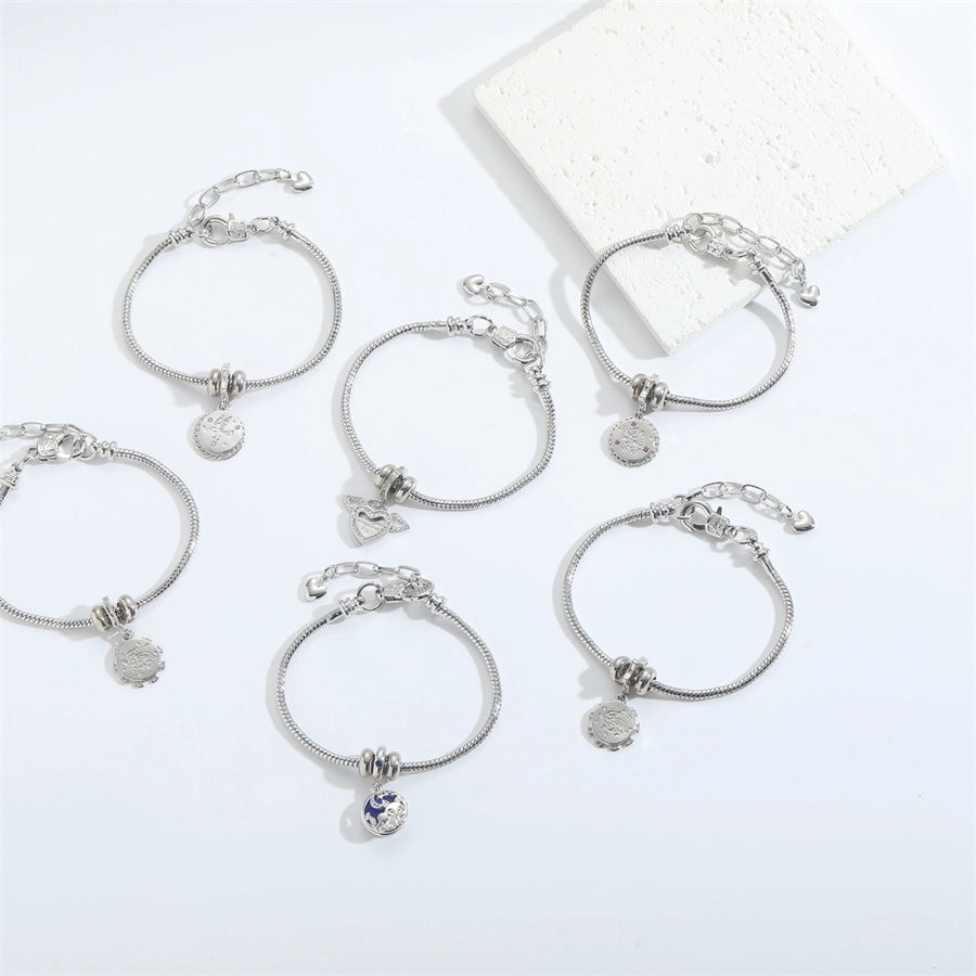 Jewelry Elegant Simple Style Commute Red Heart Copper + Zircon Zircon White Gold Plated Red Heart Bracelets