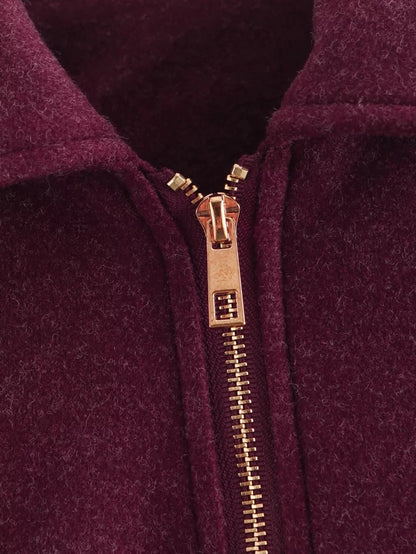 Women's Preppy Style Solid Color Coat Woolen Coat