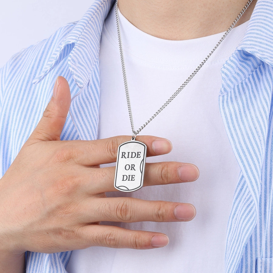 Simple Style Letter Rectangle 304 Stainless Steel Men's Pendant Necklace