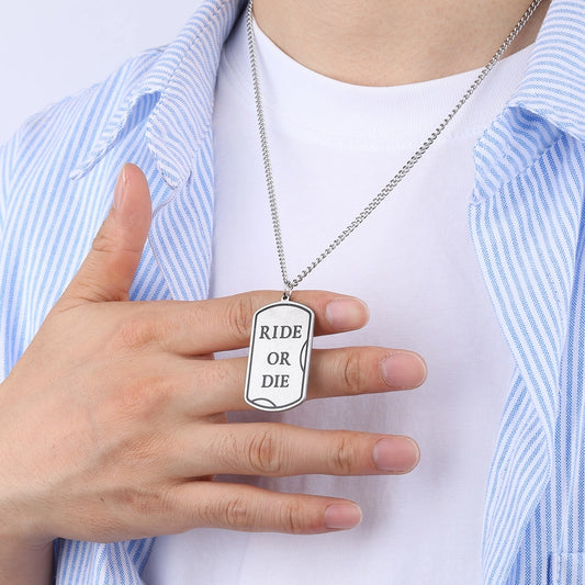 Simple Style Letter Rectangle 304 Stainless Steel Men's Pendant Necklace