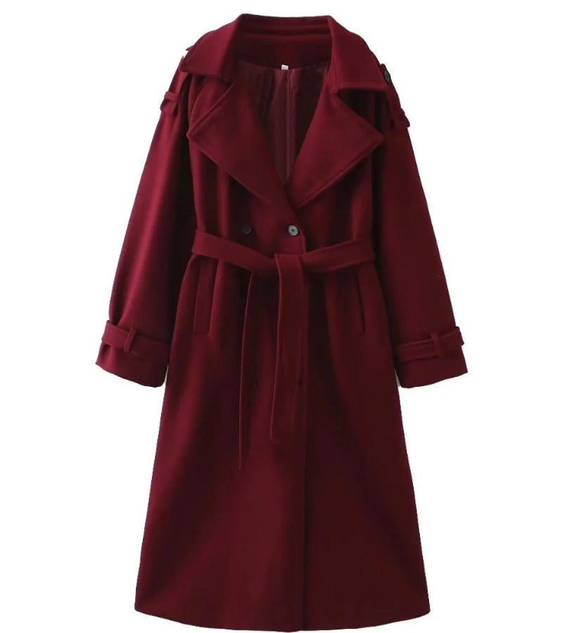 Women's Preppy Style Solid Color Coat Woolen Coat
