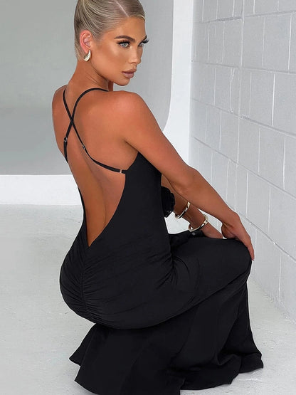 Women's Sheath Dress Streetwear V Neck Flowers Sleeveless Solid Color Maxi Long Dress Business