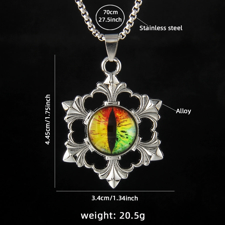 Hip-Hop Devil's Eye Snowflake 201 Stainless Steel Alloy Men's Pendant Necklace
