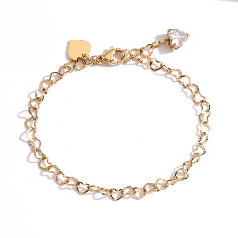 Simple Style Heart Shape 304 Stainless Steel Heart bracelet  Bracelets In Bulk Stainless Steel Bracelets