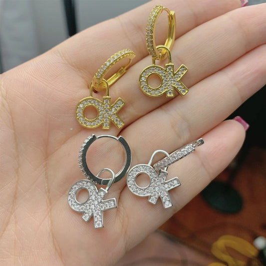 1 Pair Simple Style Letter Plating Copper Drop Earrings