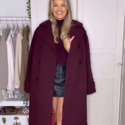 Women's Preppy Style Solid Color Coat Woolen Coat