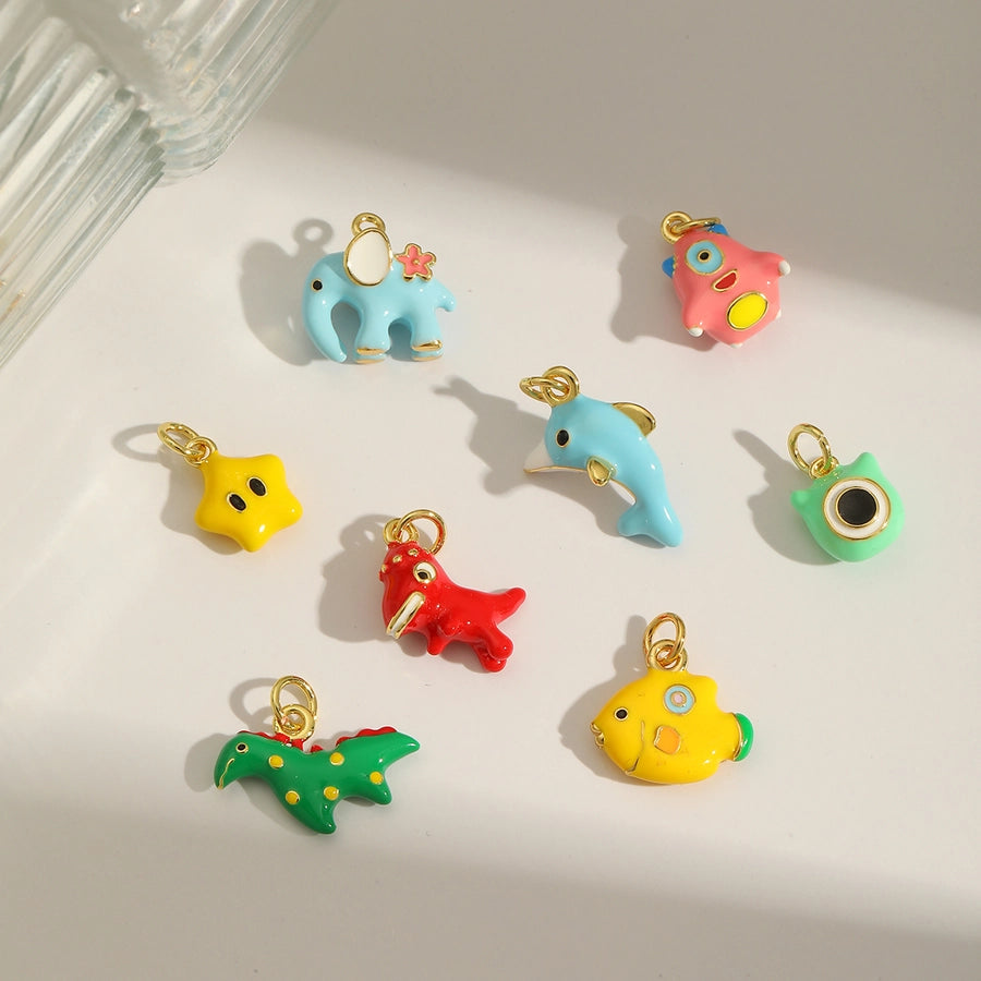 1 Piece 14.4MM Hole 1~1.9mm Copper 18K Gold Plated Animal Polished Pendant Chain Jewelry Accessories