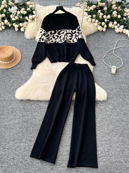 Daily Women's Casual Leopard Polyester Pants Sets Pants Sets