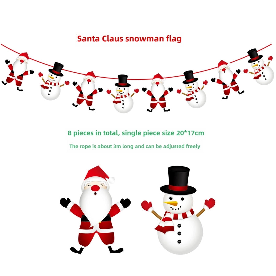 Christmas Paper Flag Christmas Window Hotel Scene Decoration Flag  Santa Claus Flag