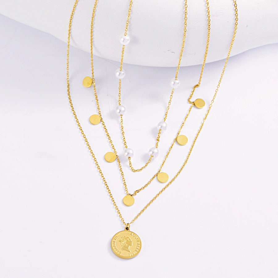 Jewelry Elegant Lady Streetwear Human Geometric 304 Stainless Steel Plating Layered Necklaces
