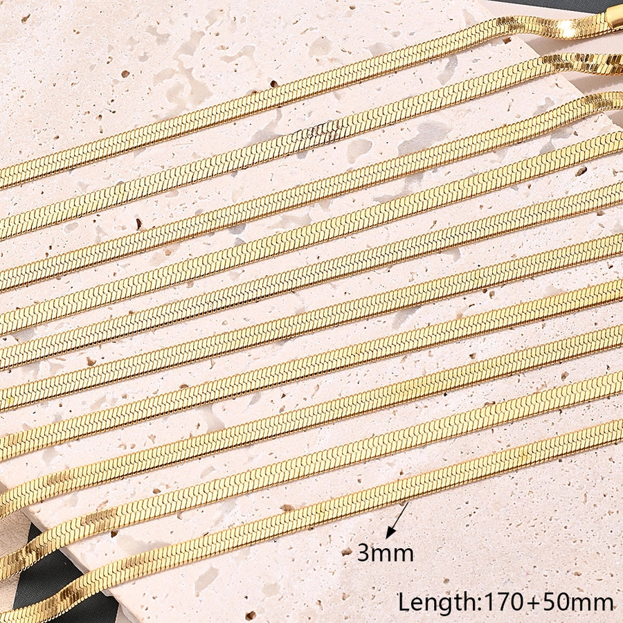 10 Strands/Package 304 Stainless Steel 18K Gold Plated cable chain snake chain figaro chain Polished Length: 170 50mm Length: 190 50mm Length:230+50mm Jewelry Accessories