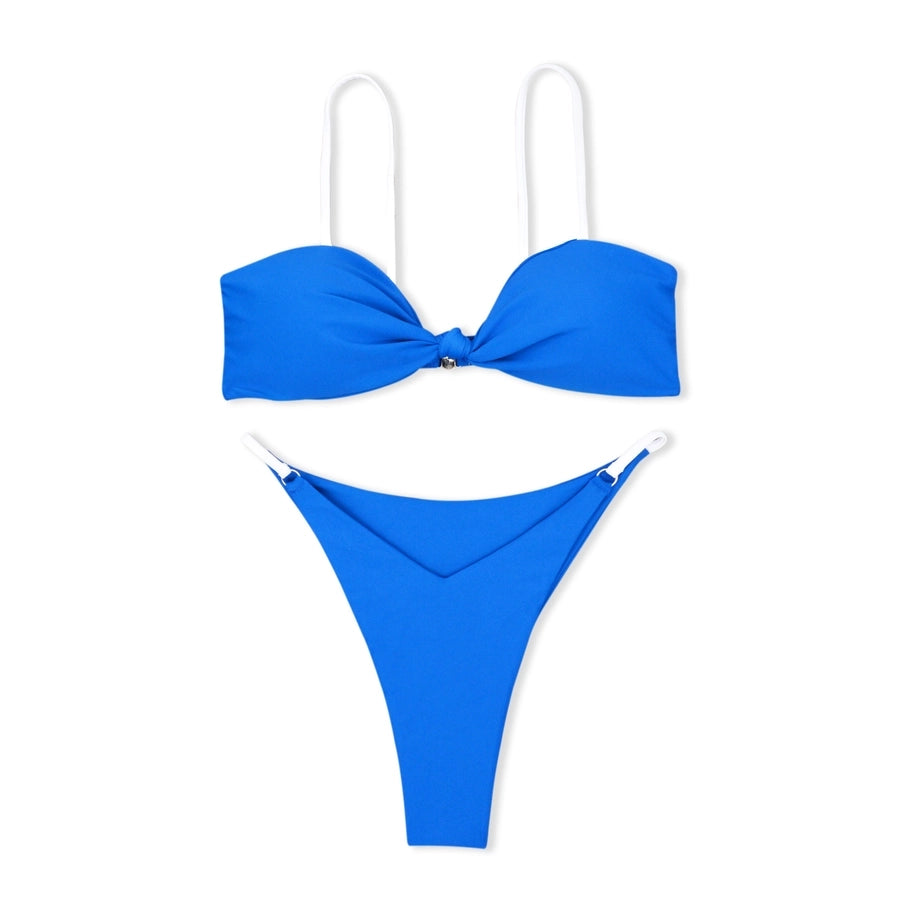 Women's Solid Color 2 Pieces Set Bikinis Swimwear