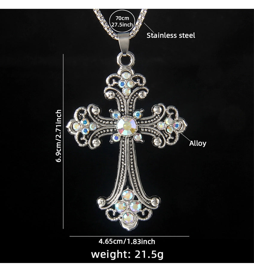 Hip-Hop Vintage Style Cross 201 Stainless Steel Alloy Plating Unisex Pendant Necklace