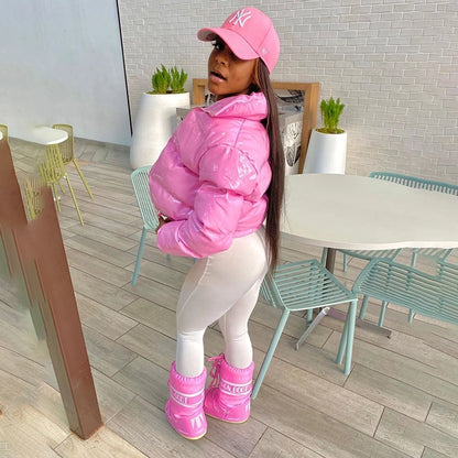 Women's Streetwear Solid Color Zipper Coat cotton clothes