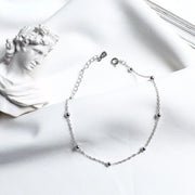Beaded bracelet (16cm + extension chain) white gold