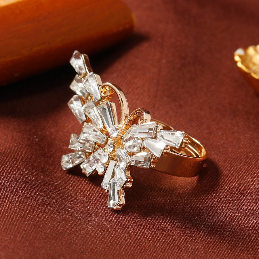Elegant Butterfly Alloy Rhinestones Women's Adjustable Ring