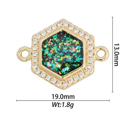1 Piece Copper Zircon Hexagon Bear Planet Pendant