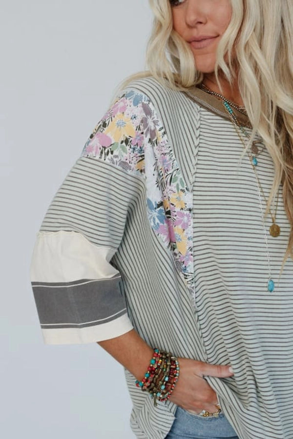 Hoodies & Sweatshirts 3/4 Length Sleeve Casual Streetwear Color Block Stripe