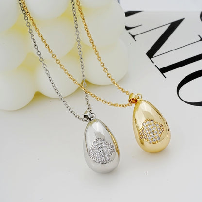 Jewelry Cute Simple Style Star Heart Shape Lines 304 Stainless Steel Copper Zircon K Gold Plated Rhodium Plated Plating Inlay Pendant Necklace