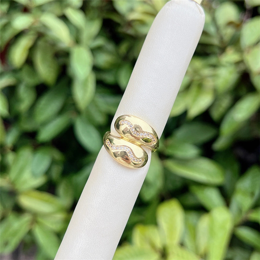 Copper 18K Gold Plated Heart Shape Butterfly Zircon Open Rings