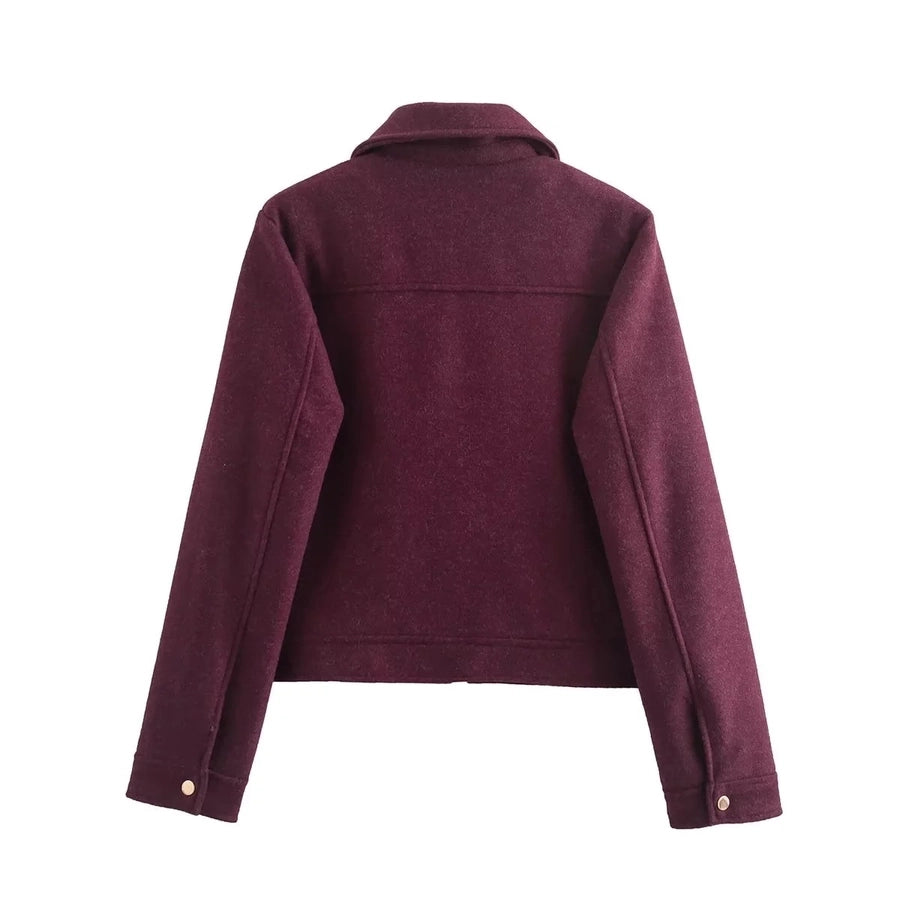 Women's Preppy Style Solid Color Coat Woolen Coat