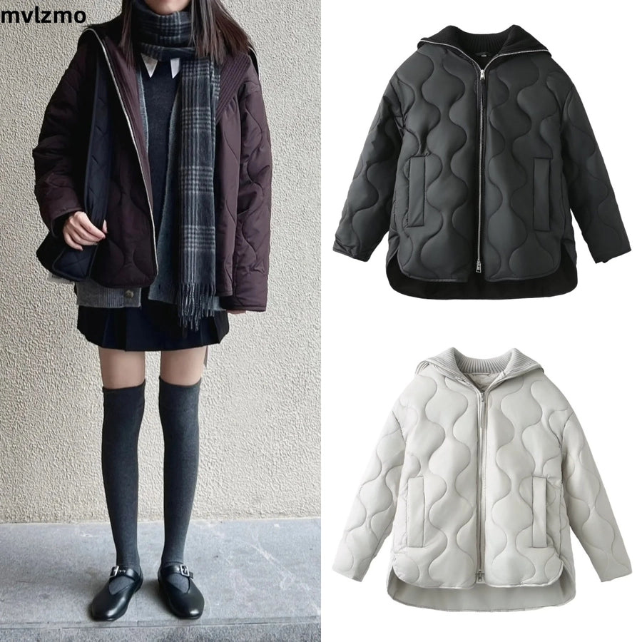 Women's Simple Style Classic Style Solid Color Zipper Coat cotton clothes