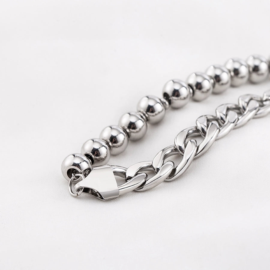 Hip-Hop Geometric Solid Color 304 Stainless Steel Beaded Shiny Metallic Patchwork Unisex Bracelets