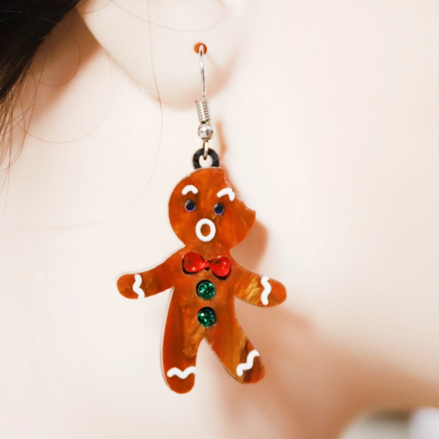 1 Pair Cute Gingerbread Arylic Drop Earrings