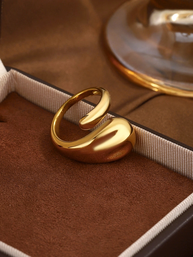 Jewelry Elegant Classical Vintage Style Geometric Water Droplets 316L Stainless Steel  Titanium Steel Wide Band Rings Open Rings