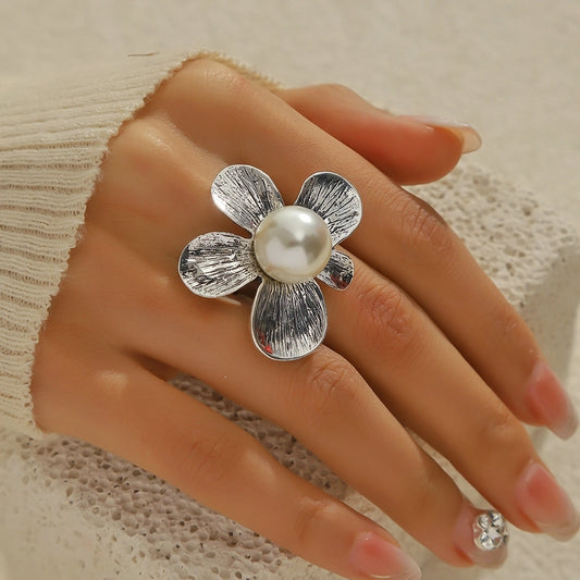 Elegant Classic Style Flower Alloy Women's Adjustable Ring Rings