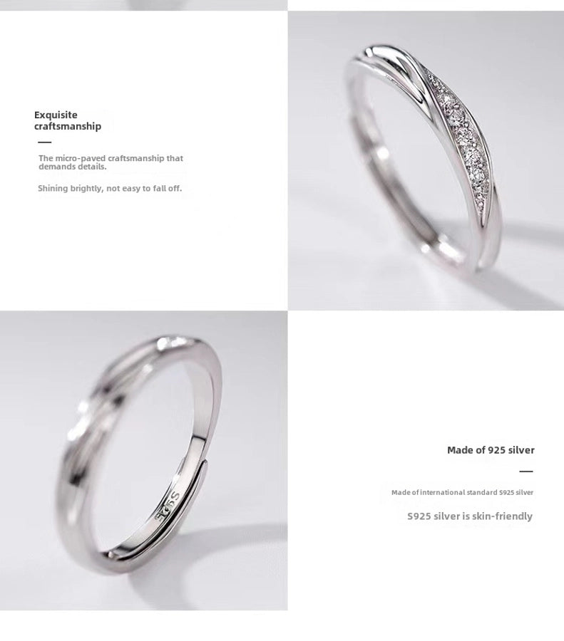 s925 Sterling Silver Mobius Couple Ring Fashion Personality Niche Design Plain Ring Ring