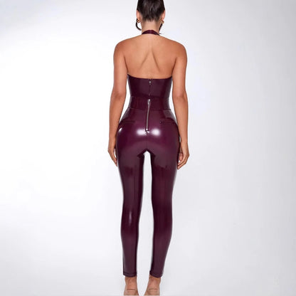 Women's Holiday Sexy Solid Color Ankle-Length Jumpsuits