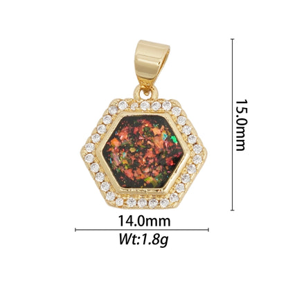 1 Piece Copper Zircon Hexagon Bear Planet Pendant