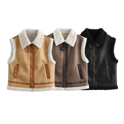 Women's Vacation Simple Style Solid Color Zipper Vest Casual Jacket