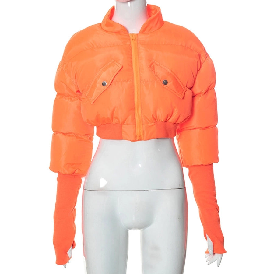 Women's Streetwear Solid Color Zipper Coat cotton clothes