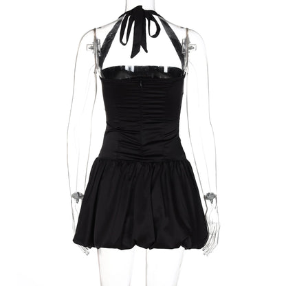 Women's Sheath Dress Sexy Halter Neck Backless Sleeveless Solid Color Short Mini Dress Banquet