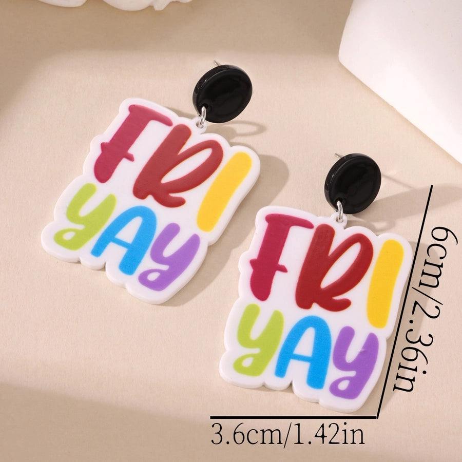 1 Pair Classic Style Letter Synthetic Resin Drop Earrings