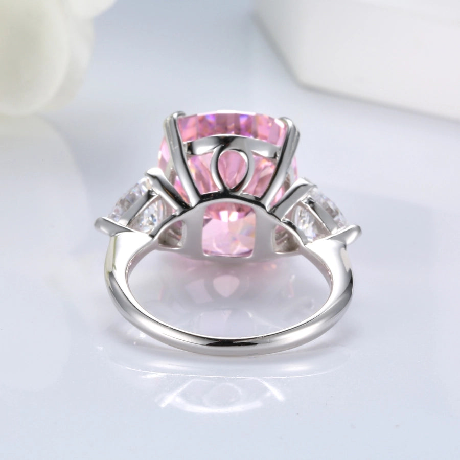 White Gold Plated Platinum Plated Rhodium Plated Sterling Silver Zircon Oval Rings