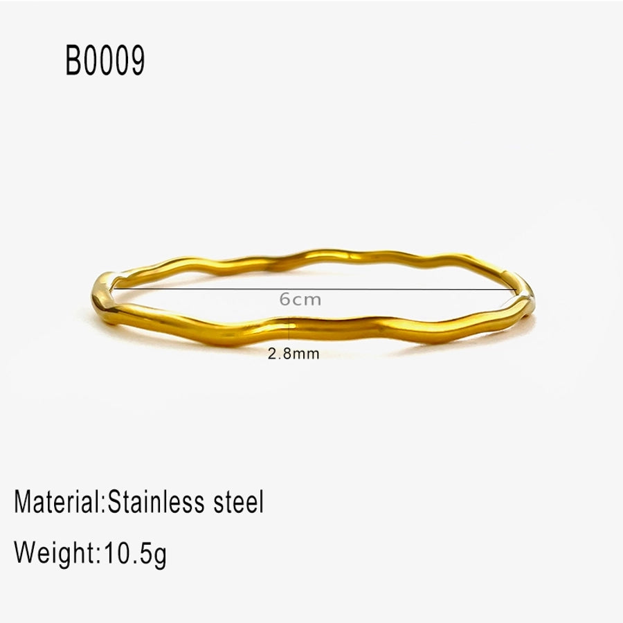 IG Style Nordic Style Luxurious Geometric 316L Stainless Steel  18K Gold Plated Zircon Bangle In Bulk Stainless Steel Bracelets