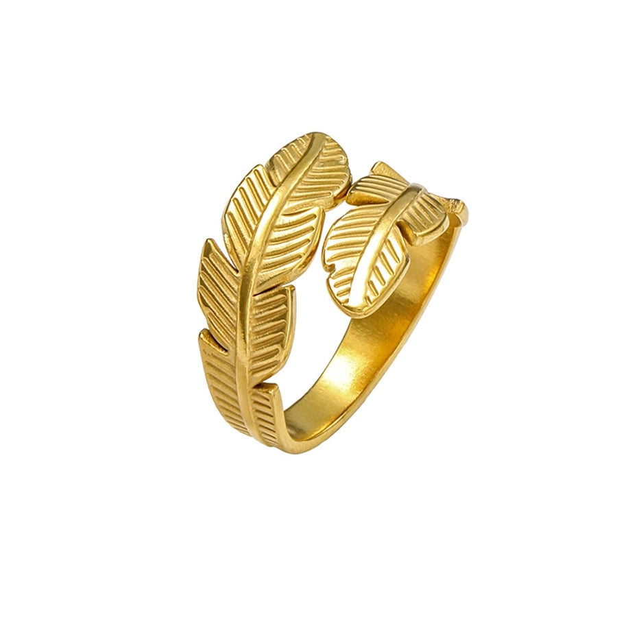 Jewelry Elegant Leaves Flower Titanium Steel Open Rings