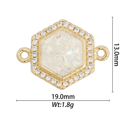1 Piece Copper Zircon Hexagon Bear Planet Pendant