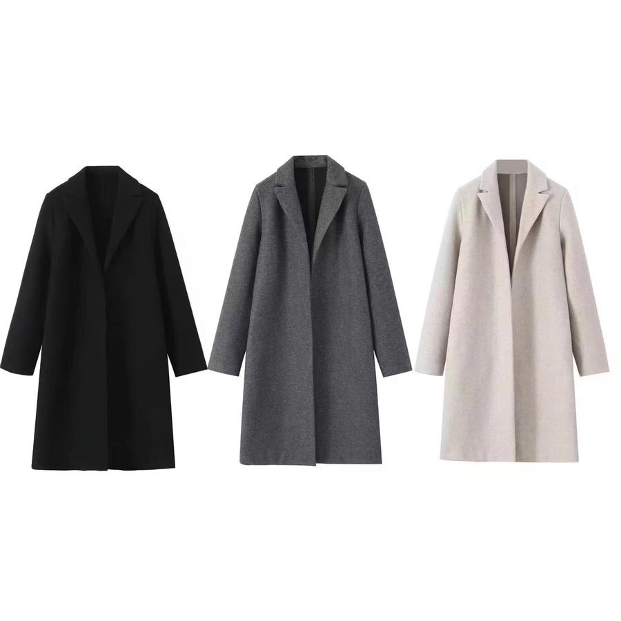 Women's Vacation Simple Style Solid Color Woolen Coat Woolen Coat