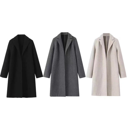 Women's Vacation Simple Style Solid Color Woolen Coat Woolen Coat