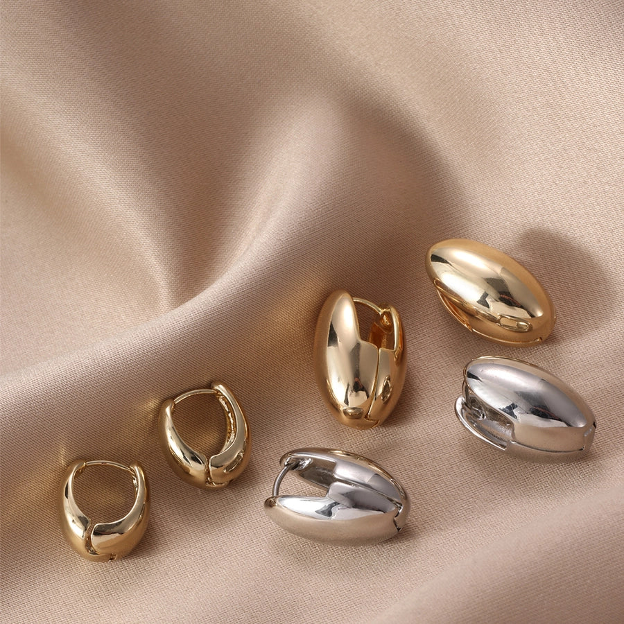 3 Pairs Simple Style Solid Color Alloy Earrings