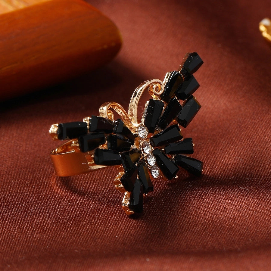 Elegant Butterfly Alloy Rhinestones Women's Adjustable Ring