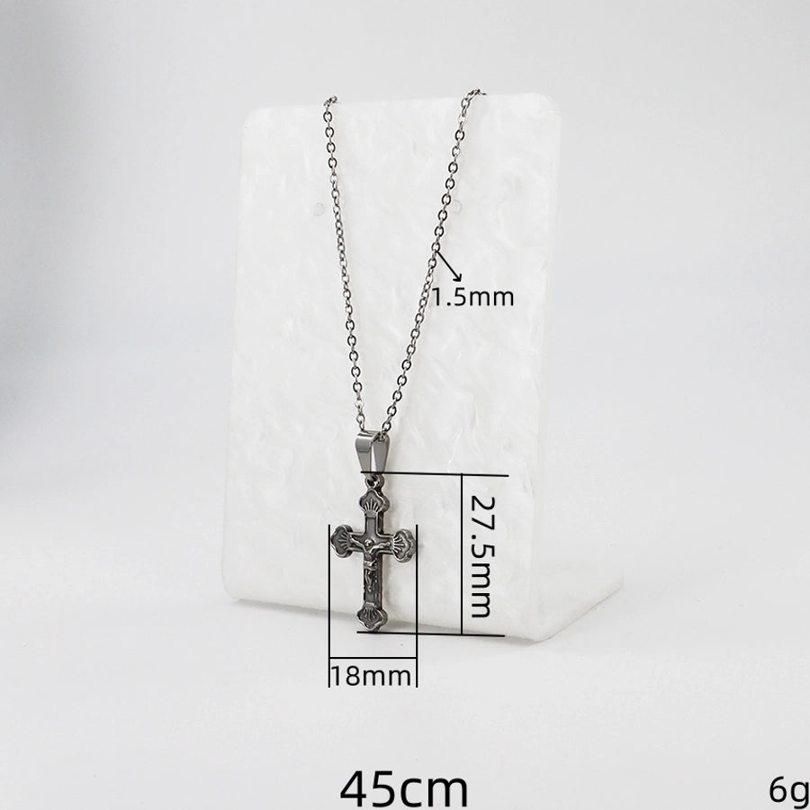 Jewelry Casual Vintage Style Cross 304 Stainless Steel Handmade Pendant Necklace