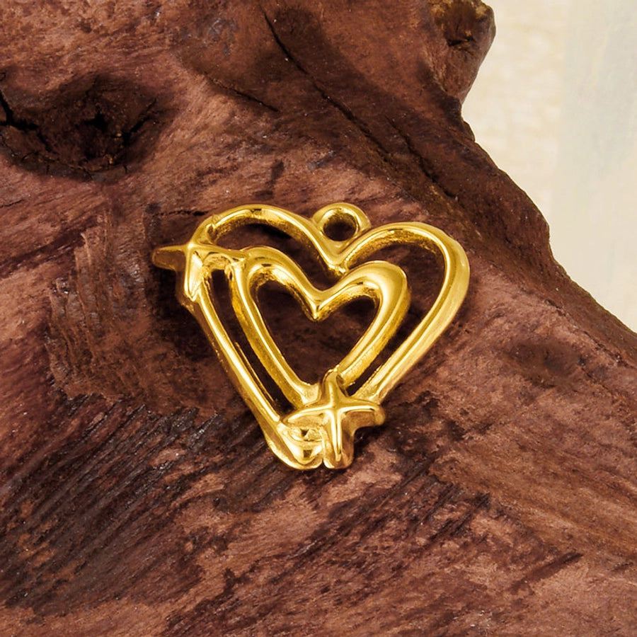 1 Piece 17*18 304 Stainless Steel 18K Gold Plated Heart Shape Pendant Jewelry Accessories