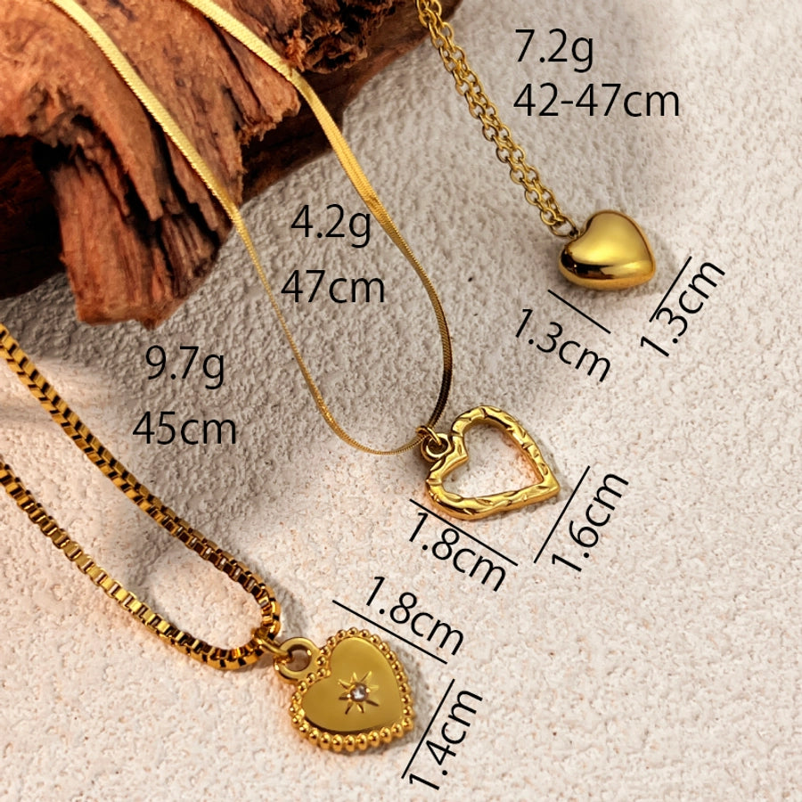 Jewelry Casual Elegant Heart Shape 304 Stainless Steel 18K Gold Plated Plating Pendant Necklace