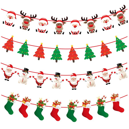 Christmas Paper Flag Christmas Window Hotel Scene Decoration Flag  Santa Claus Flag